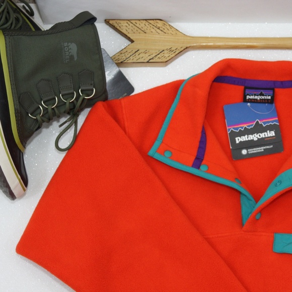 Patagonia Jackets & Blazers - Patagonia Synchilla Snap-T Orange Turquoise Small